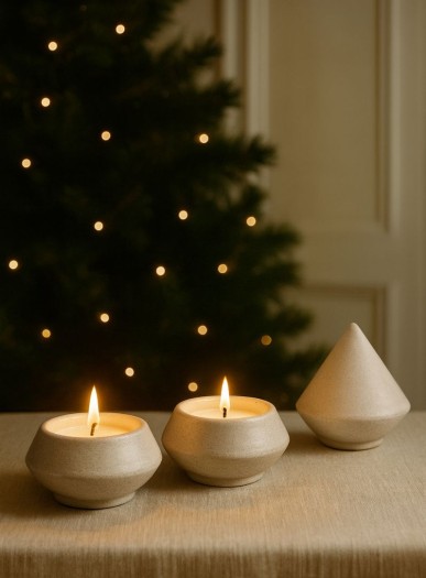 CERAMIC CANDLE HOLDER (2 PCS + 1 LID)